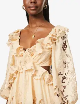 Zimmermann Brighton Scallop Mini Dress Taupe Size 2 for rent on The Volte - image 2