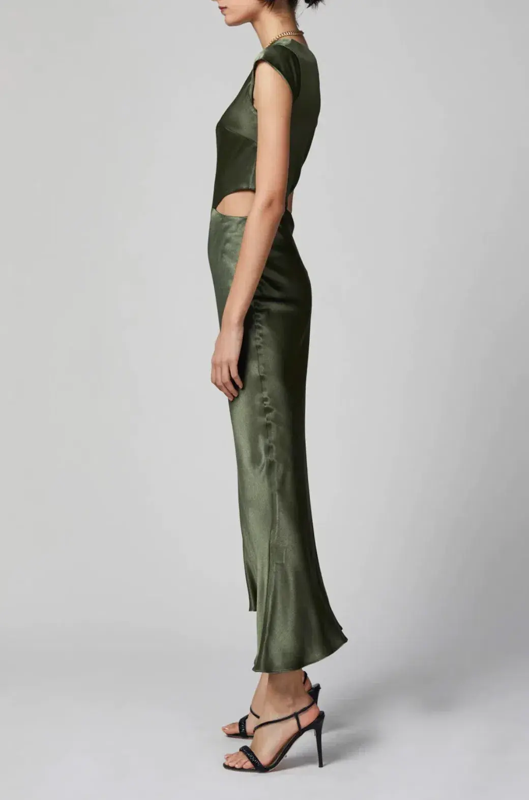 Bec & Bridge Delphine Asym Midi Dress Fern Green Size 10 for rent on The Volte - main image