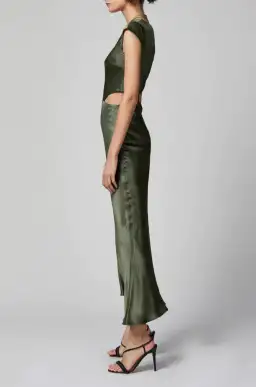 Bec & Bridge Delphine Asym Midi Dress Fern Green Size 10 for rent on The Volte - image 5
