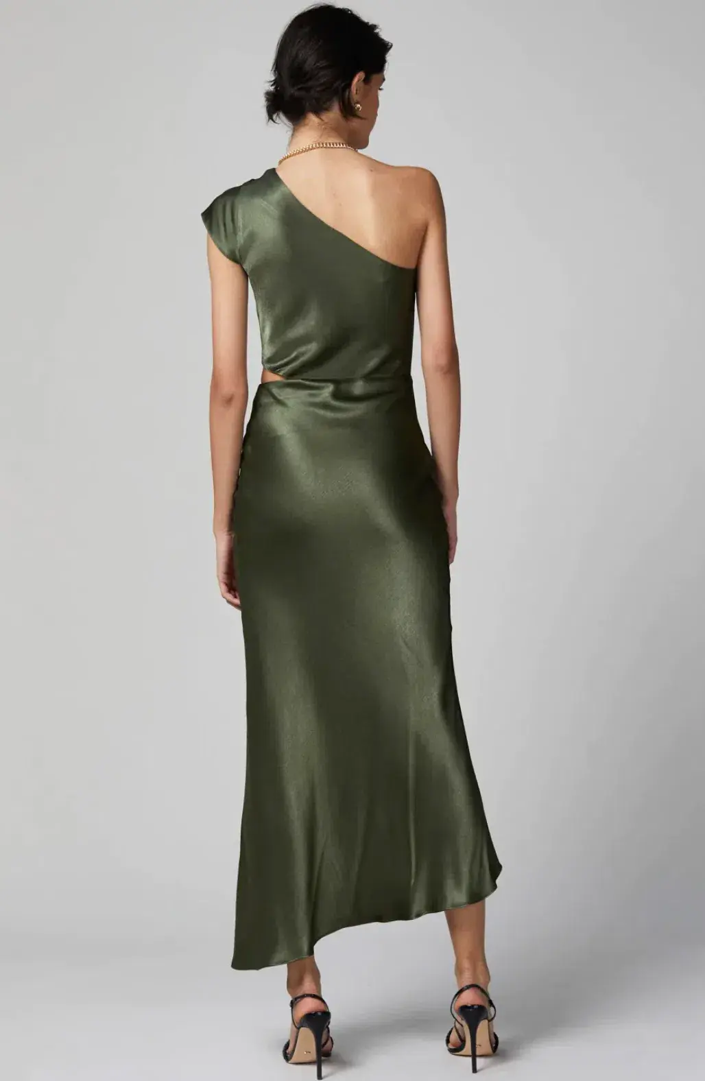 Bec & Bridge Delphine Asym Midi Dress Fern Green Size 10 for rent on The Volte - main image
