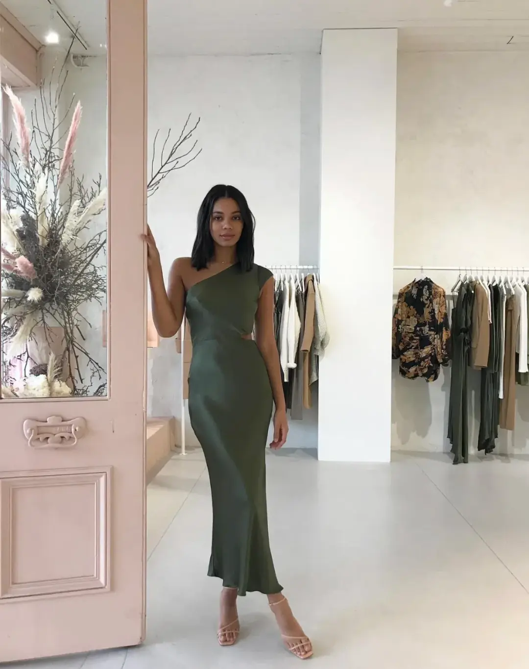 Bec & Bridge Delphine Asym Midi Dress Fern Green Size 10 for rent on The Volte - main image