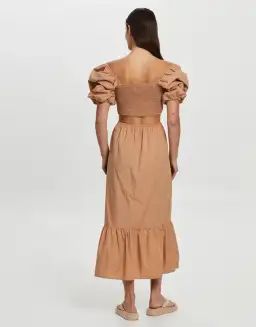 Faithfull Bloom Midi Dress Plain Hazelnut Size 10 for rent on The Volte - image 4