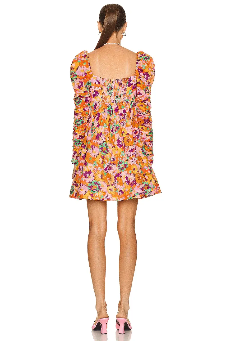 Zimmermann Violet Twist Front Mini Dress Mustard Multi Floral Size 0P / Au 6 for rent on The Volte - main image