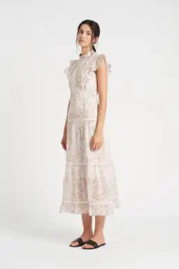 Sir the Label Caprice Ruffled Floral-Print Cotton Dress Pink/Ivory Size 0 / AU 6 for rent on The Volte - image 1