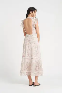 Sir the Label Caprice Ruffled Floral-Print Cotton Dress Pink/Ivory Size 0 / AU 6 for rent on The Volte - image 2
