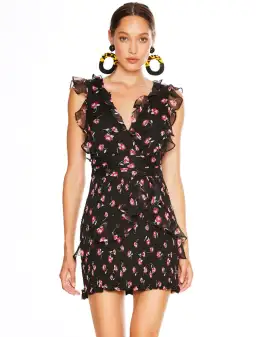 Talulah Incognito Mini Dress Black Print Size 12 for rent on The Volte - image 1
