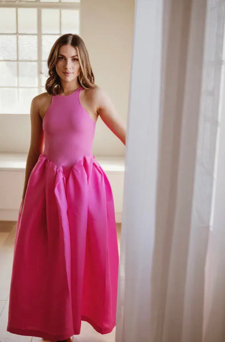 Marques' Almeida Taffeta-skirt organic cotton-blend midi dress Pink Size XS / AU 6 for rent on The Volte - main image