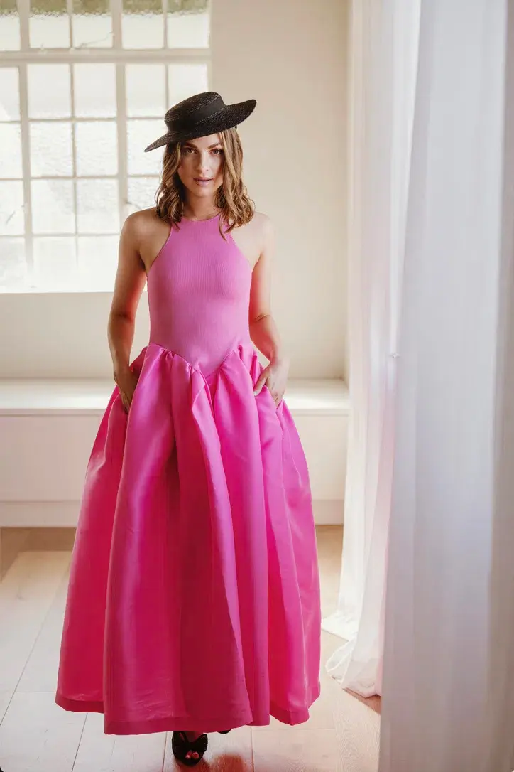 Marques' Almeida Taffeta-skirt organic cotton-blend midi dress Pink Size XS / AU 6 for rent on The Volte - main image