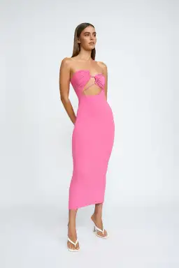 By Johnny Siya Slice Gather Dress Pink Size 8 for rent on The Volte - image 4