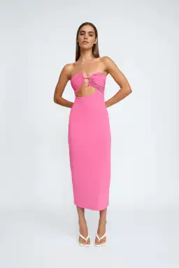 By Johnny Siya Slice Gather Dress Pink Size 8 for rent on The Volte - image 1