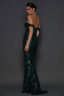 Elle Zeitoune Harris Gown Emerald Green Size 6 for rent on The Volte - image 2