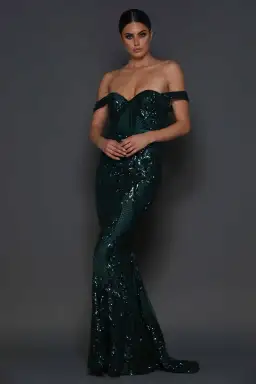 Elle Zeitoune Harris Gown Emerald Green Size 6 for rent on The Volte - image 1