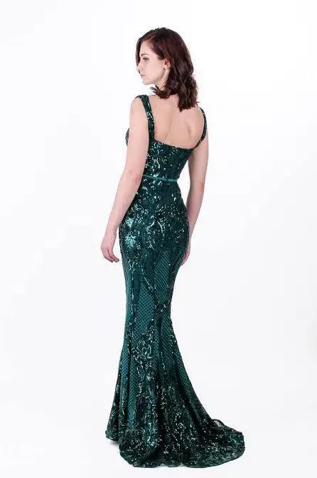 Elle Zeitoune Harris Gown Emerald Green Size 6 for rent on The Volte - main image