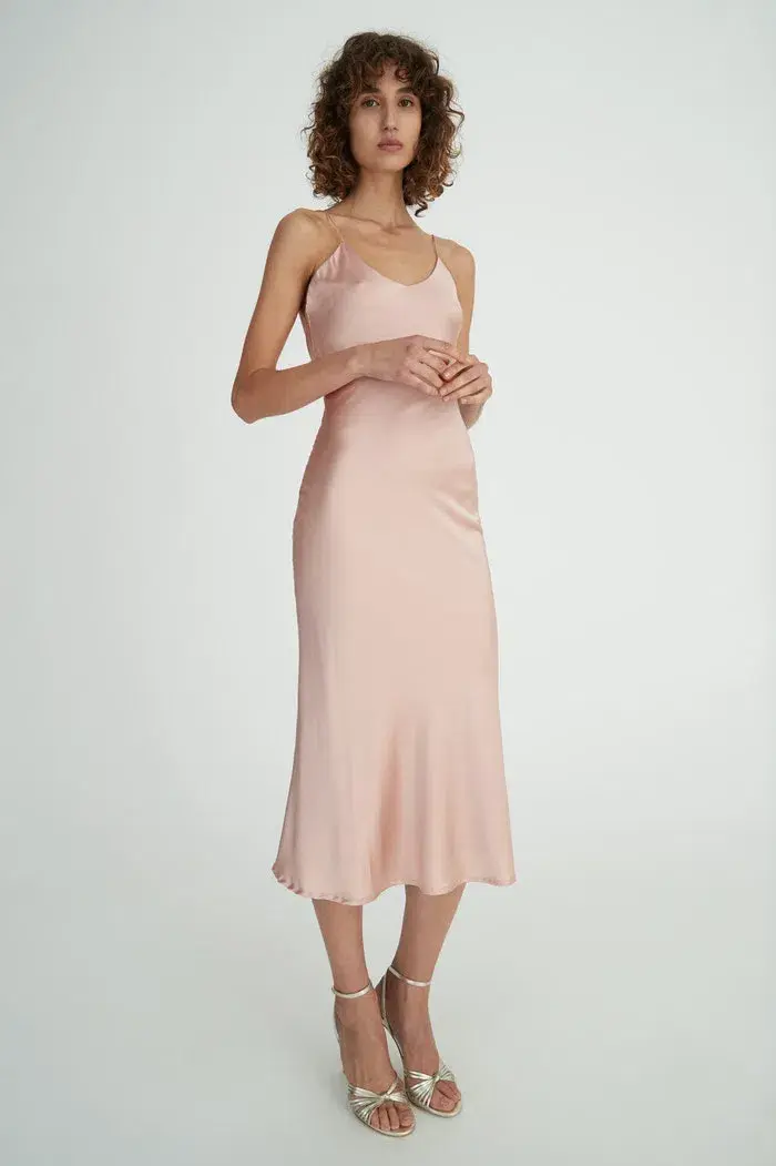 Hansen & Gretel Demi Silk Dress Pink Size L for rent on The Volte - main image
