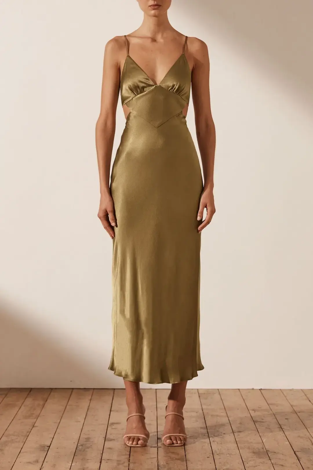 Shona Joy Alma Backless Midi Dress Cumin Size 14 for rent on The Volte - main image