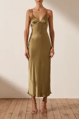 Shona Joy Alma Backless Midi Dress Cumin Size 14 for rent on The Volte - image 1