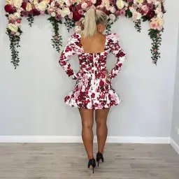 Aje Marlene Roses Ruched Top & LA Vie Bubble Mini Skirt Set Print Size 10 for rent on The Volte - image 3