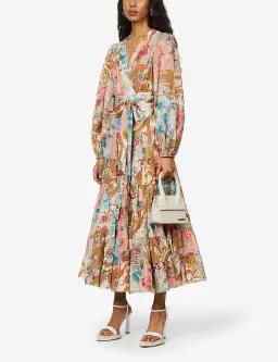 Zimmermann Cassia Tiered Floral Print Midi Dress Size 16