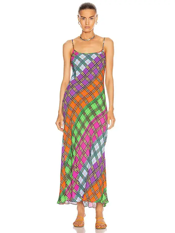 Rixo Holly Rainbow Check Print Dress Size 10 for rent on The Volte - main image