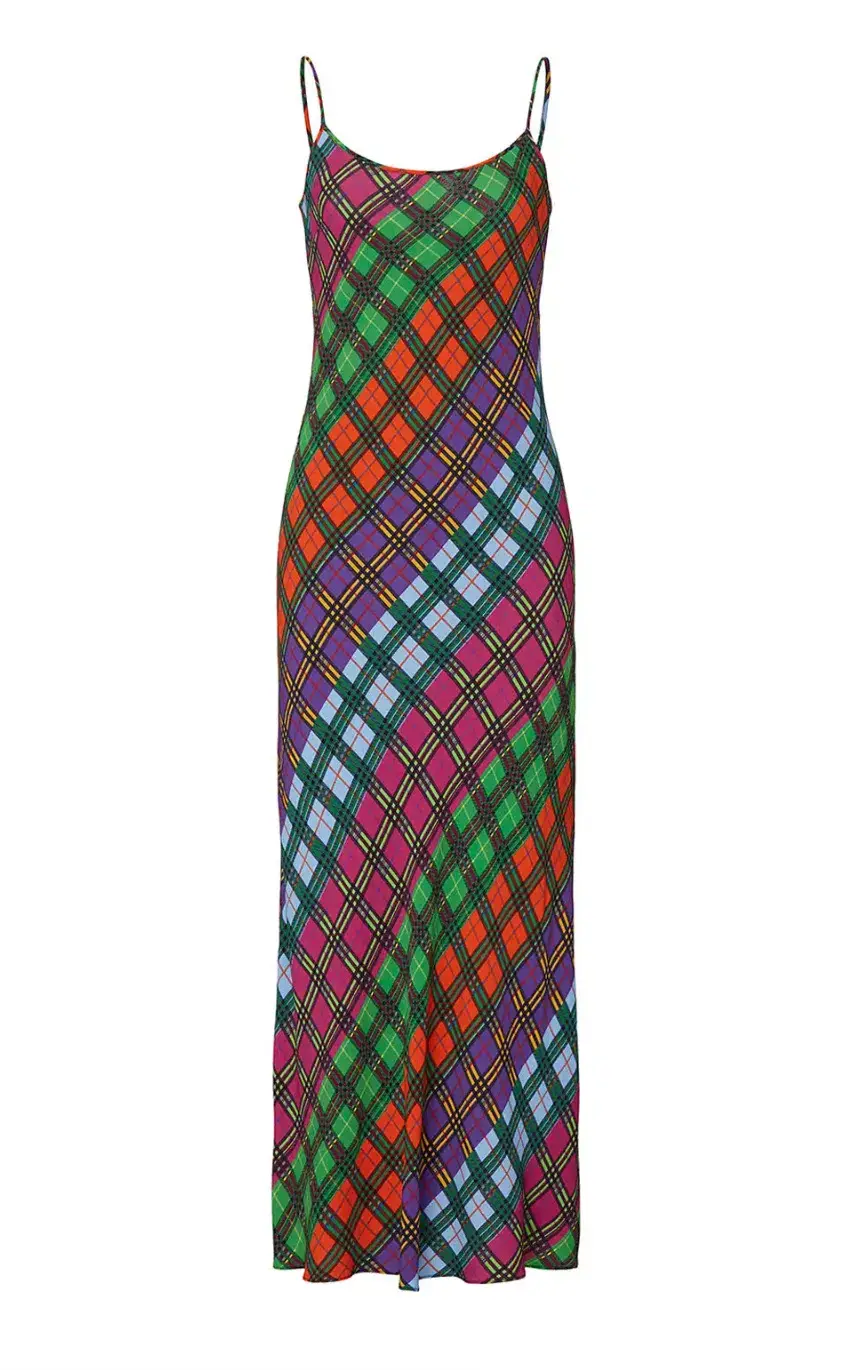 Rixo Holly Rainbow Check Print Dress Size 10 for rent on The Volte - main image
