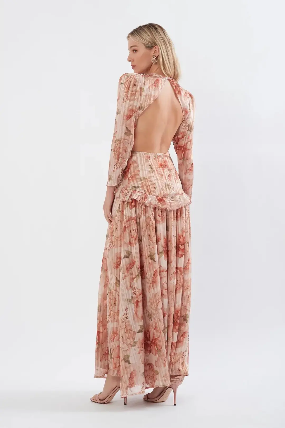 Sonya Moda Ruffle Cutout Maxi Spiced Peonies Print Size 10 for rent on The Volte - main image