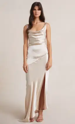 Bec and Bridge Moon Dance Cowl Dress Sand Beige Size 6