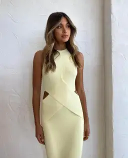 Sir the Label Kelvin Draped Dress in Lemon Yellow Size 10 for rent on The Volte - image 2