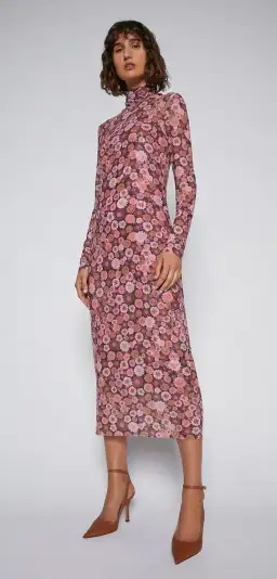 Scanlan Theodore Floral Mesh Dress Pink Size 6 for rent on The Volte - image 2