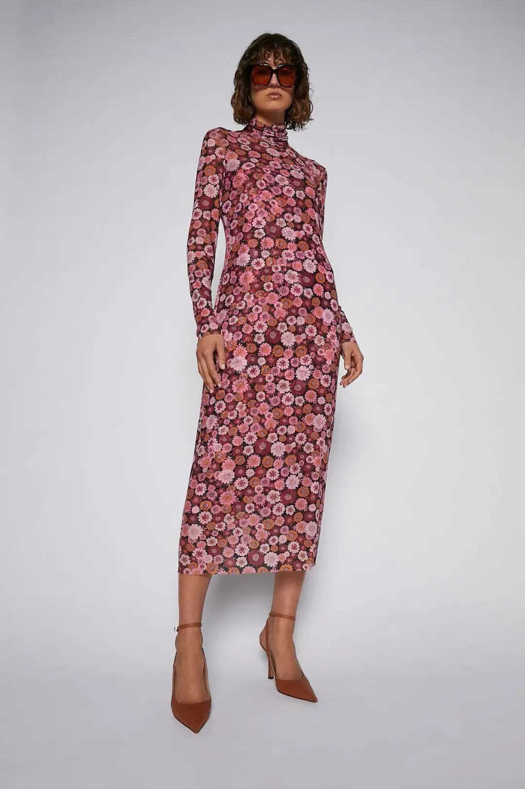 Scanlan Theodore Floral Mesh Dress Pink Size 6 for rent on The Volte - main image