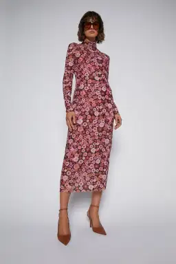 Scanlan Theodore Floral Mesh Dress Pink Size 6 for rent on The Volte - image 1