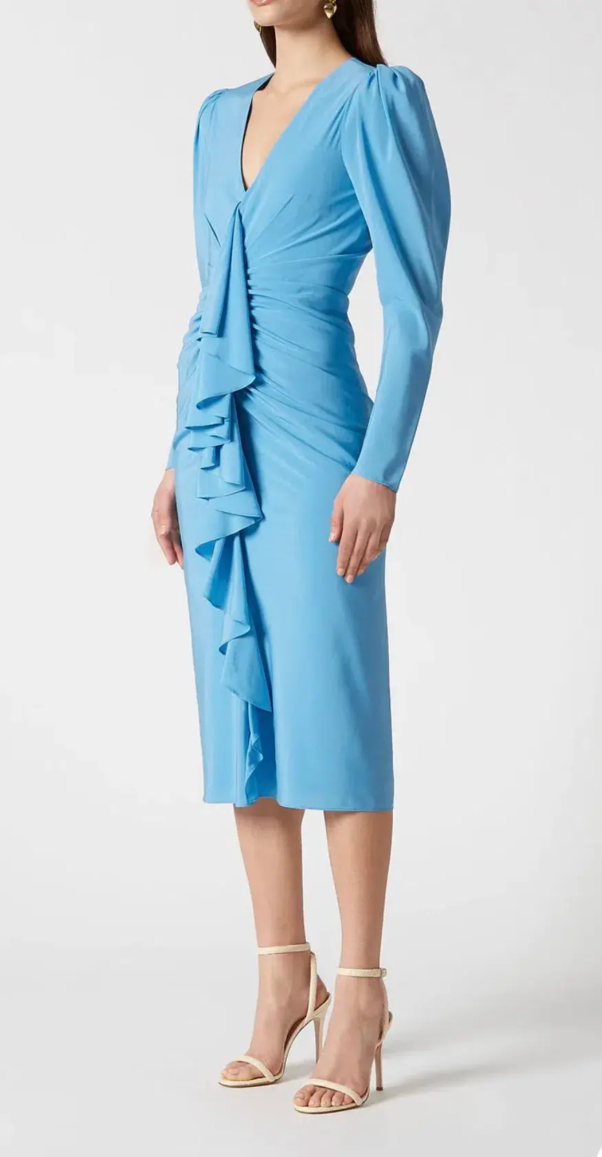 Scanlan Theodore Silk Drape Sleeve Dress Blue Size 8 for rent on The Volte - main image