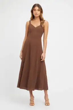 Kookai Hayman Midi Dress Brown Size 8