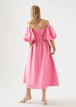 AJE Eugenie Off Shoulder Midi Dress French Rose Pink Size 8 for rent on The Volte - image 2