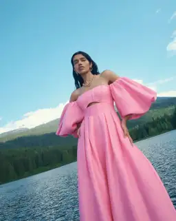 AJE Eugenie Off Shoulder Midi Dress French Rose Pink Size 8 for rent on The Volte - image 3