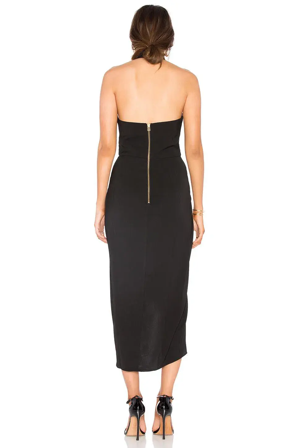 Shona Joy Knot Draped Black Dress Black Size 12 for rent on The Volte - main image