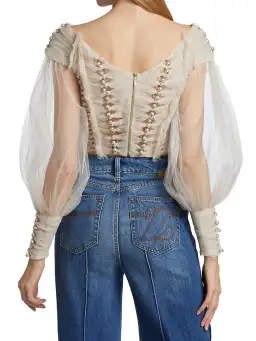 Zimmermann Rhythmic Chain Pearl Bodice Milk Size 0/Au 8 for rent on The Volte - image 3