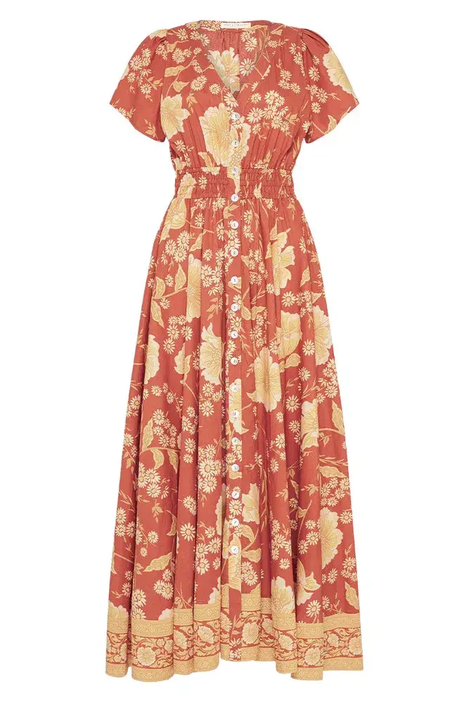 Spell & The Gypsy Sloane Gown in Ochre Size Medium for rent on The Volte - main image