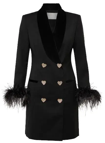 Rebecca Vallance Kawani Feather Trimmed Mini Dress Black Size 8 for rent on The Volte - main image