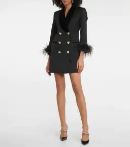 Rebecca Vallance Kawani Feather Trimmed Mini Dress Black Size 8 for rent on The Volte - image 1