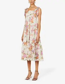 Zimmermann Pattie Floral Print Cotton Midi Dress Cream Floral Size 4 for rent on The Volte - image 2