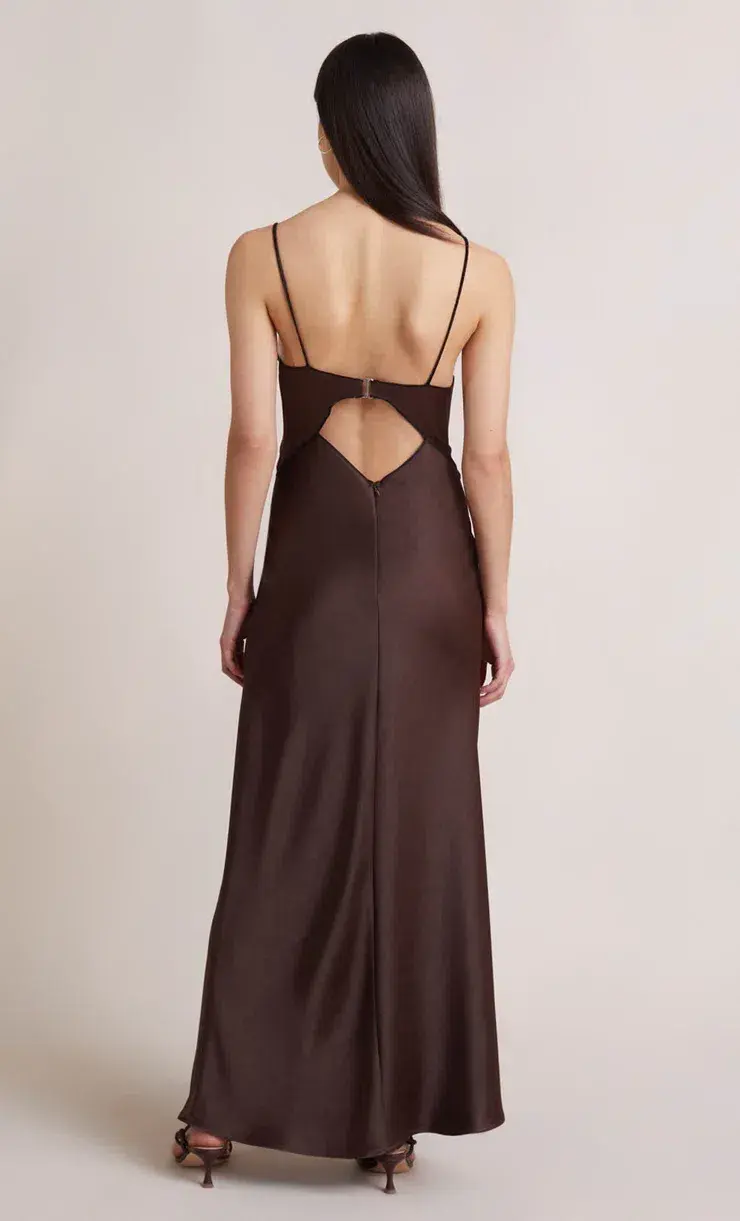 Bec & Bridge Hazel Maxi Dress in Chocolate Brown Size 12 for rent on The Volte - main image