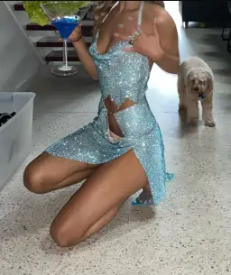 Poster Girl The Dawn Skirt in Cerulean Blue Crystal Size 8 for rent on The Volte - image 8