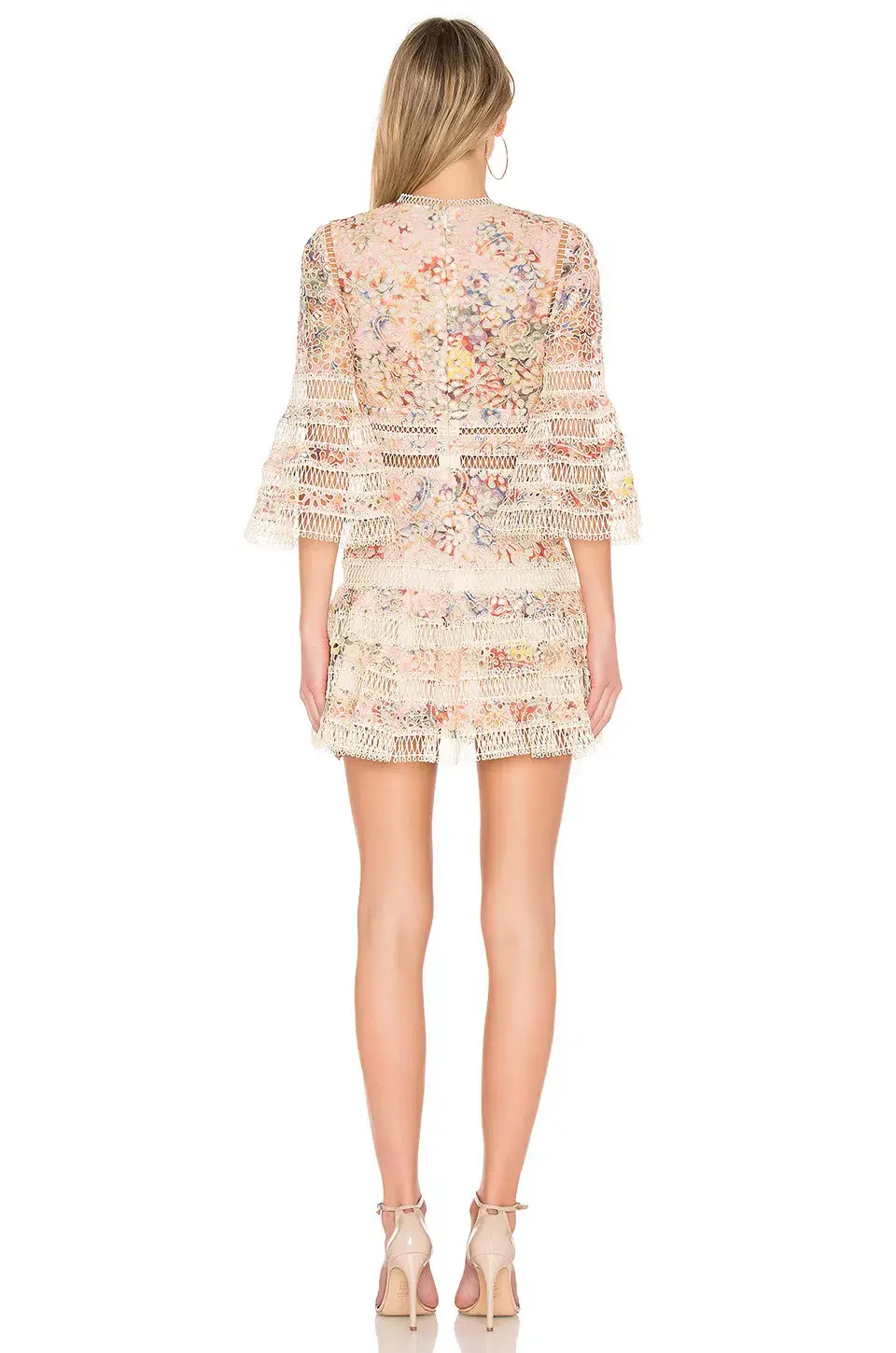 Zimmermann Lovelorn Floral Flutter Mini Dress Pink Floral Size 8 for rent on The Volte - main image