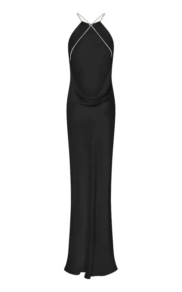 Michael Lo Sordo Charlie Bias Halter Dress Black Size 6 for rent on The Volte - main image