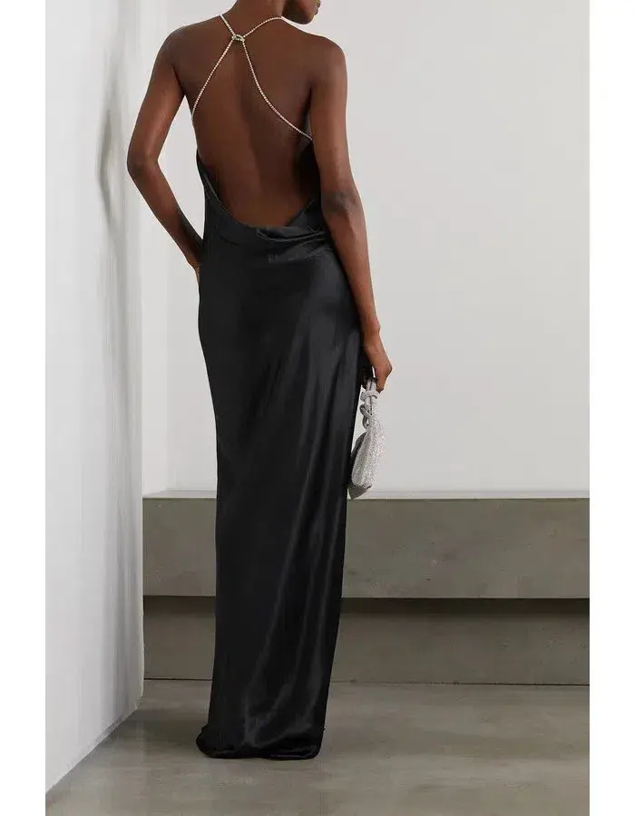 Michael Lo Sordo Charlie Bias Halter Dress Black Size 6 for rent on The Volte - main image