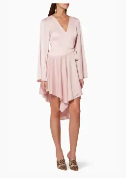Keepsake Oceans Long Sleeve Wrap Mini Dress Pink Blush Size M / Au 10 for rent on The Volte - image 1