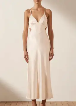 Shona Joy La Lune Backless Midi Dress Cream Size 6