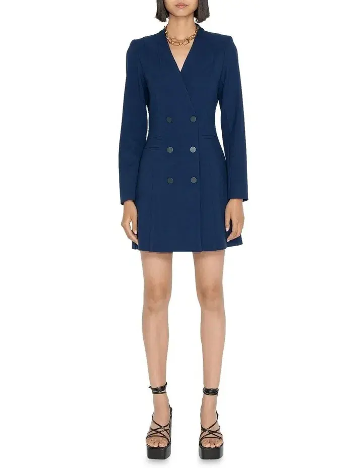 Cue Double Breasted Blazer Dress Navy Size 8 for rent on The Volte - main image