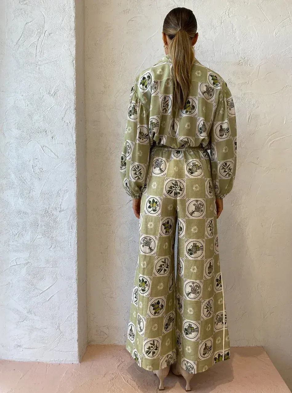 Alemais Sofia Shirt and Pants Set in Olive Size 10 for rent on The Volte - main image