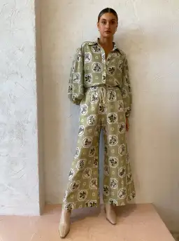 Alemais Sofia Shirt and Pants Set in Olive Size 10 for rent on The Volte - image 1